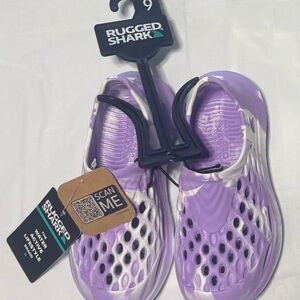 Rugged Shark Purple and White Slip-On Shoes